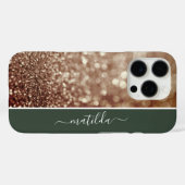 BEWERKBARE naam Glitter Bokeh roos goud & diepgroe Case-Mate iPhone Case (Achterkant (horizontaal))