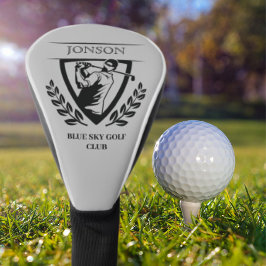 Bewerkbare naam golfspeler met clubnaam golfheadcover