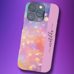 BEWERKBARE naam sprankelende Bokeh kleurrijke pris iPhone 16 Pro Hoesje