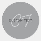 Bewerkbare naam voor begroeting | Zwart en donkerg Ronde Sticker (Voorkant)