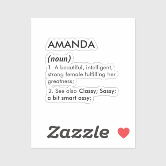 Bewerkbare naamdefinitie Amanda, aangepaste naam Sticker (Vel)