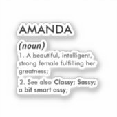 Bewerkbare naamdefinitie Amanda, aangepaste naam Sticker (Voorkant)