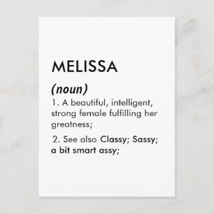 Bewerkbare naamdefinitie Melissa, aangepaste naam Briefkaart