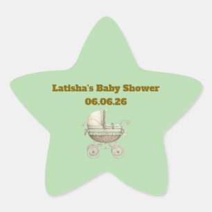 Bewerkbare Neutrale Baby Shower Ster Stickers