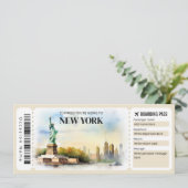 Bewerkbare New York Boarding Pass Vliegticket Kaart (Staand voorkant)