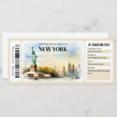 Bewerkbare New York Boarding Pass Vliegticket Kaart (Voorkant / Achterkant)