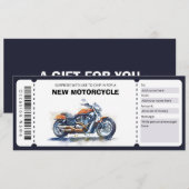 Bewerkbare nieuwe motorfiets cadeaubon kaart (Voorkant / Achterkant)