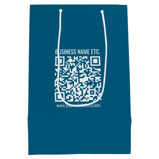 Bewerkbare Ocean Blue QR-code Medium Cadeauzakje (Achterkant)