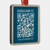 Bewerkbare Ocean Blue QR-code Metalen Ornament (Rechts)