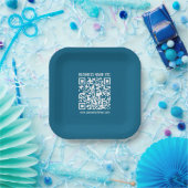 Bewerkbare Ocean Blue QR-code Papieren Bordje (Feest)