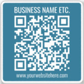 Bewerkbare Ocean Blue QR-code Sticker (Voorkant)