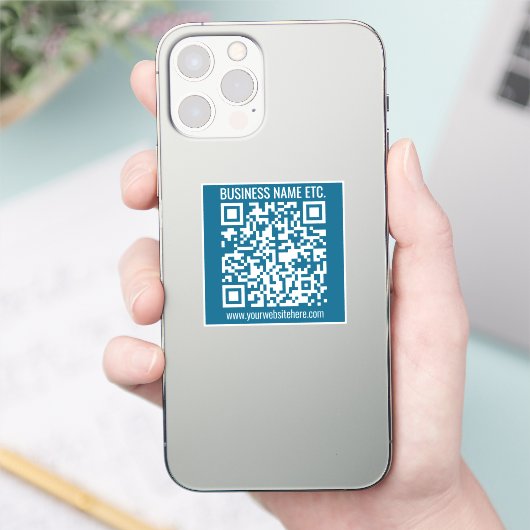 Bewerkbare Ocean Blue QR-code Sticker (Telefoon)