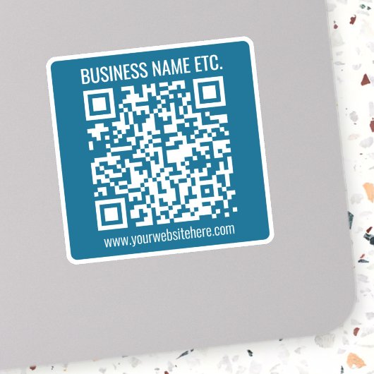 Bewerkbare Ocean Blue QR-code Sticker