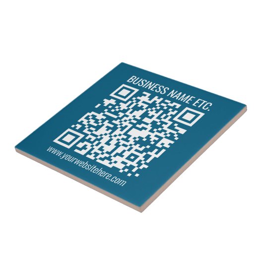 Bewerkbare Ocean Blue QR-code Tegeltje (Zijkant)