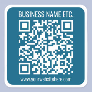 Bewerkbare Ocean Blue QR-code Vierkante Sticker