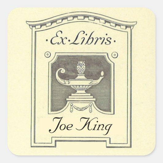 Bewerkbare Olielamp Illustratie Boekplaat Vierkante Sticker (Voorkant)