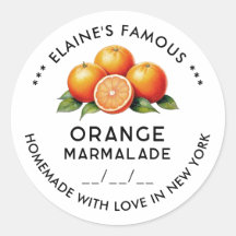 Bewerkbare oranje marmelade sticker met datum