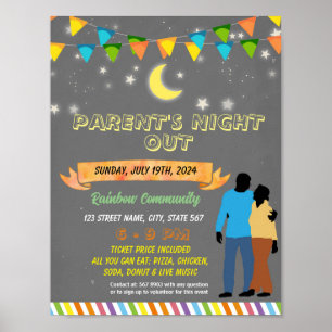 Bewerkbare ouders avond uit school sjabloon poster