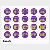 Bewerkbare Paarse Gouden Klasse van 2018 Afstudere Ronde Sticker (Vel)
