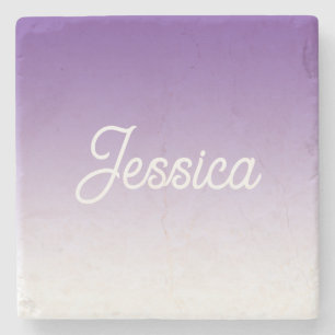 (Bewerkbare) paarse kleur ombre & uw tekst Stenen Onderzetter