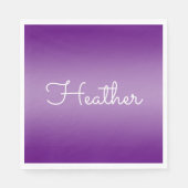 Bewerkbare Paarse Violet Kleur & Wit Script Servet (Voorkant)