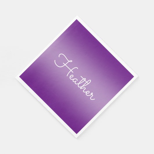 Bewerkbare Paarse Violet Kleur & Wit Script Servet (Hoek)