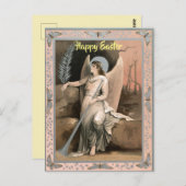 Bewerkbare Paasengel met een veer Briefkaart (Voorkant / Achterkant)