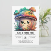 Bewerkbare Paddestoel Kids Verjaardag Uitnodiging (Staand voorkant)