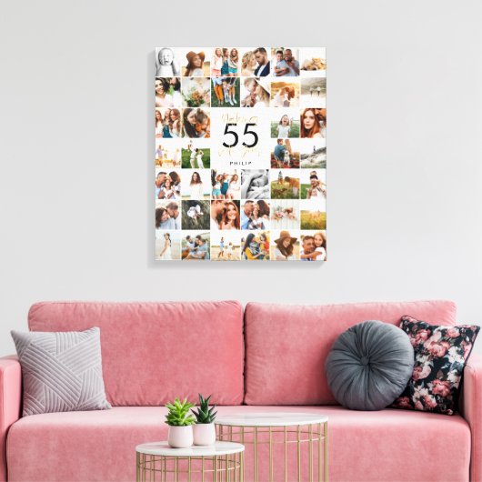 bewerkbare pagina chic verjaardag multi-fotoscript canvas afdruk (Insitu (Woonkamer))