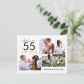 bewerkbare pagina chic verjaardag multi-fotoscript feestdagenkaart (Staand voorkant)