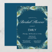 Bewerkbare Pauw Bruidsdouche Uitnodiging (Voorkant / Achterkant)