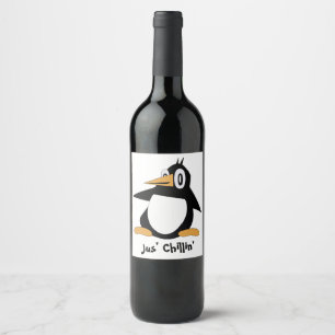Bewerkbare Percius De Pinguïn Wijn Labels Etiket