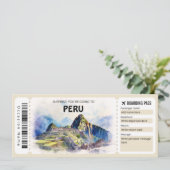 Bewerkbare Peru Plane Boarding Pass Kaart (Staand voorkant)