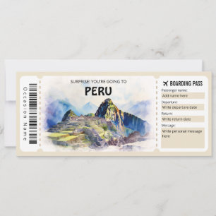 Bewerkbare Peru Plane Boarding Pass Kaart