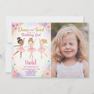 Bewerkbare Pink Dance Party Sjabloon met foto Kaart