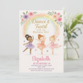 Bewerkbare Pink Dance Party Uitnodigen voor meisje Kaart (Staand voorkant)