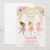 Bewerkbare Pink Dance Party Uitnodigen voor meisje Kaart (Voorkant / Achterkant)