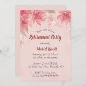 Bewerkbare Pink Flowers Invitation Kaart (Voorkant / Achterkant)