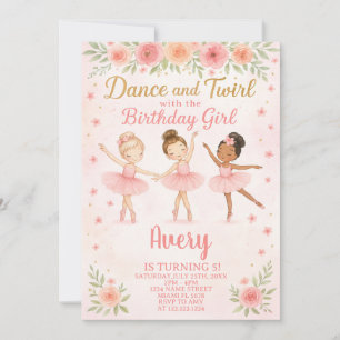 Bewerkbare Pink Pastel Dance Party voor meisjes Kaart