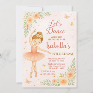 Bewerkbare Pink Tutu Party Kaart voor meisjes