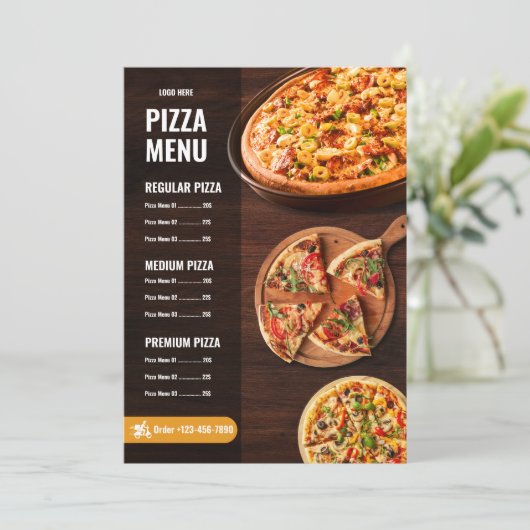 Bewerkbare Pizza Menu pizzeria Restaurant Menu (Staand voorkant)