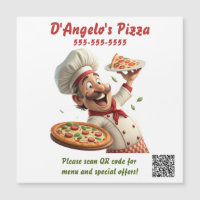 Bewerkbare Pizza Restaurant QR Code Magneet