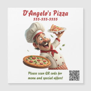 Bewerkbare Pizza Restaurant QR Code Magneet