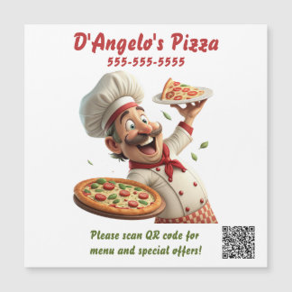 Bewerkbare Pizza Restaurant QR Code Magneet