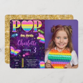 Bewerkbare Pop IT Verjaardagsfotouitnodiging Kaart