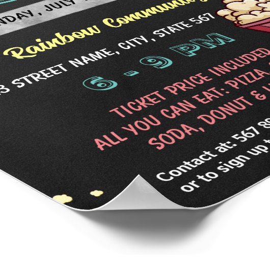 Bewerkbare Popcorn Fundraiser sjabloon Poster (Hoek)