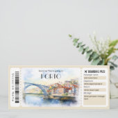 Bewerkbare Porto Boarding Pass Vliegticket Kaart (Staand voorkant)