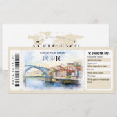 Bewerkbare Porto Boarding Pass Vliegticket Kaart (Voorkant / Achterkant)