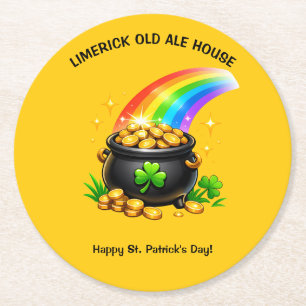 Bewerkbare Pot met Goud St. Patrick's Dag Ronde Kartonnen Onderzetter