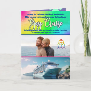 Bewerkbare Prank Gay Cruise Verjaardag, Leuke kat  Kaart